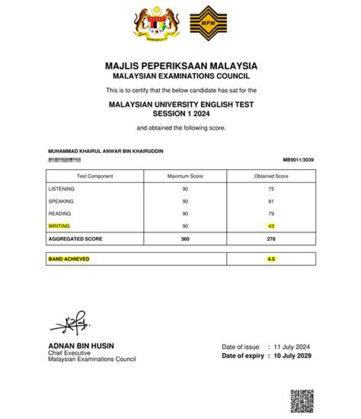 How do I check my MUET band?