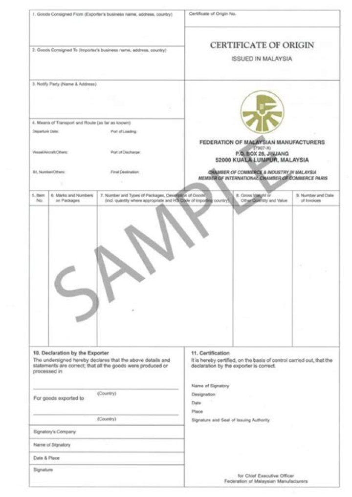 Is a Certificate of Origin required for Chile?