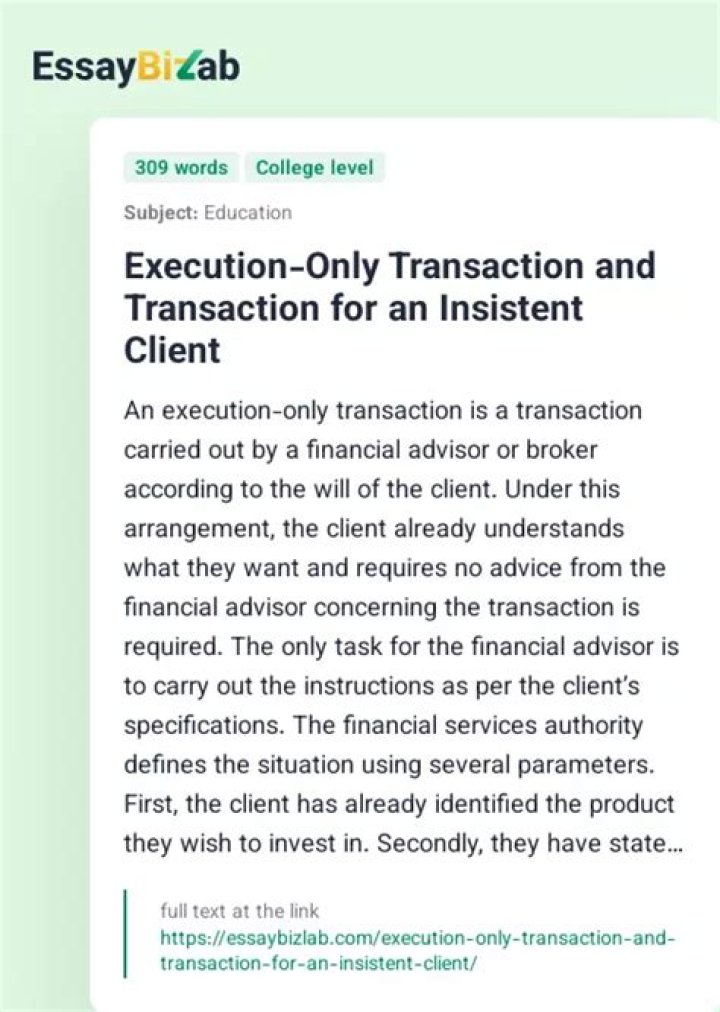 What is an execution only transaction?